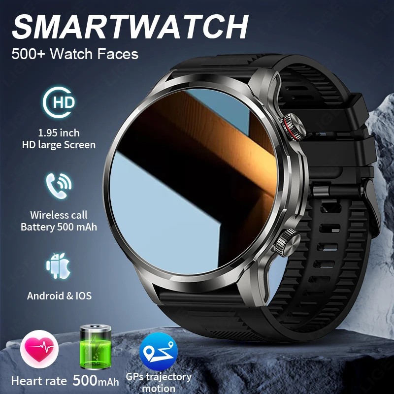LIGE Ʈ ð 1.95 ġ  ũ  ȭ ǰ ͸ 500mAh 뷮 ͸ AI   Smartwatch EX100